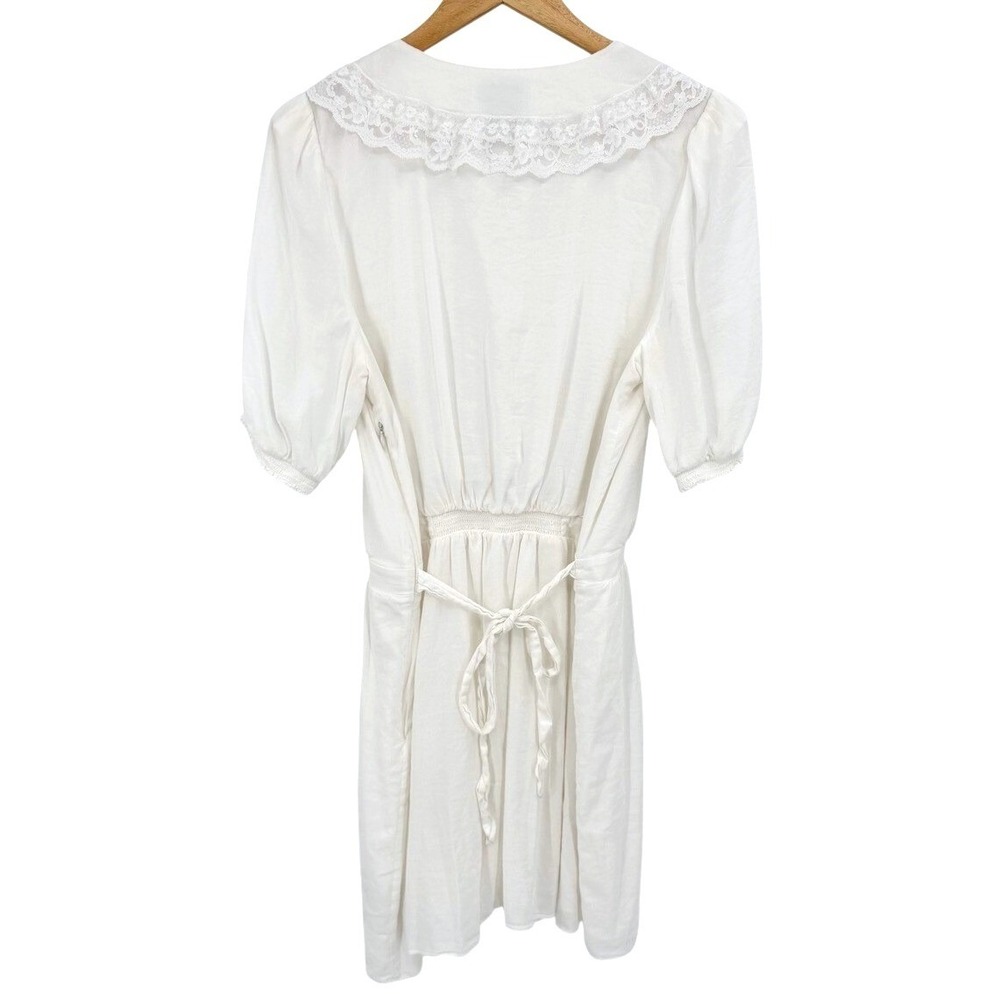 Reformation Kairos Lace Trim Dress Size 12 Collar Pintuck Cottagecore Coquette - Picture 7 of 14